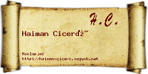 Haiman Ciceró névjegykártya